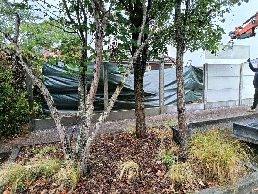 Remplacement d'une haie par clôture en plaques béton dans le Béarn - Castagnous Paysage