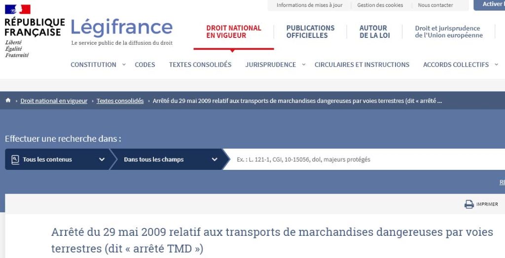 Arrêté TMD Legifrance